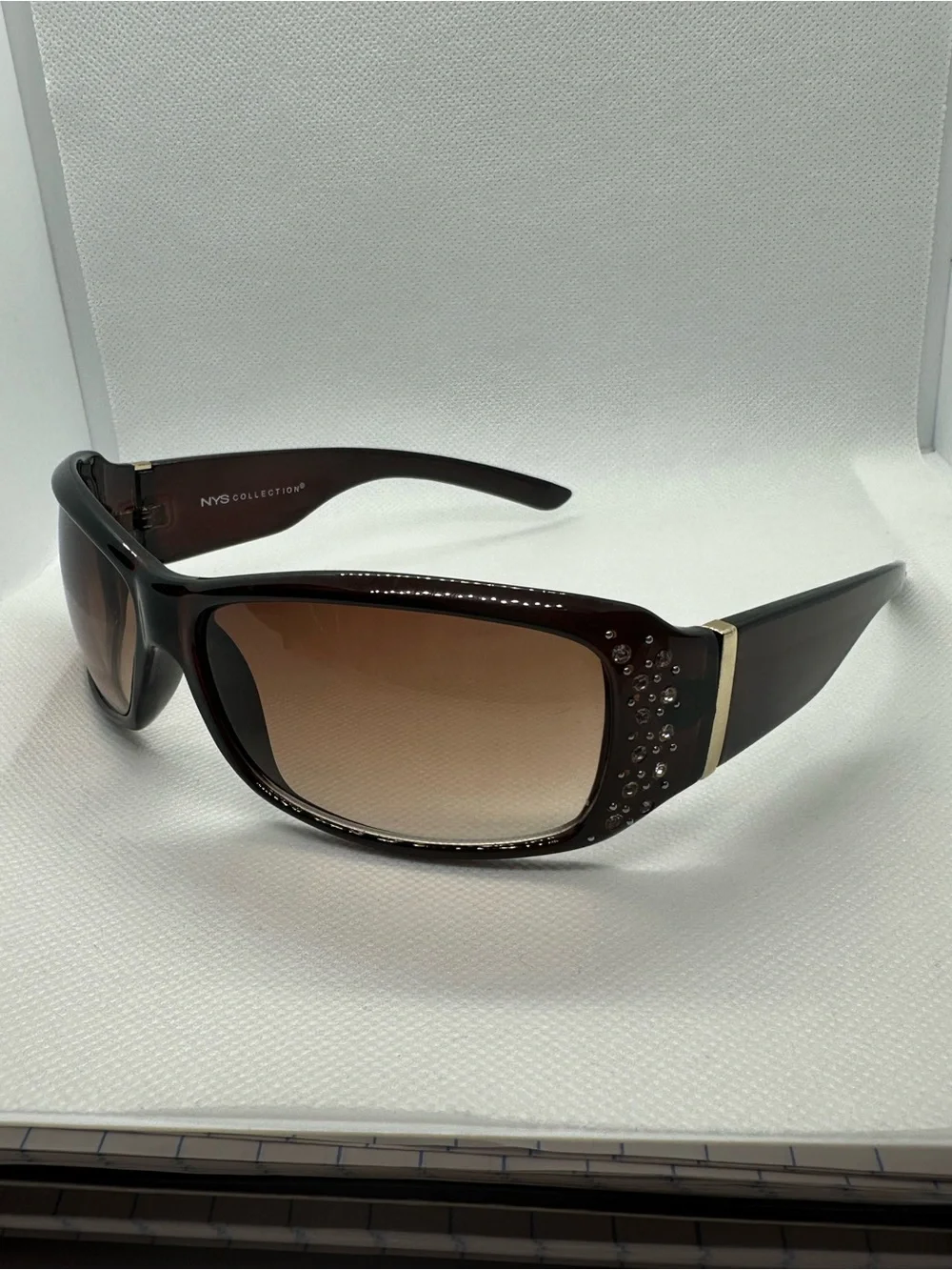 NYS Collection Brown Sunglasses with Rhinestone Detailing